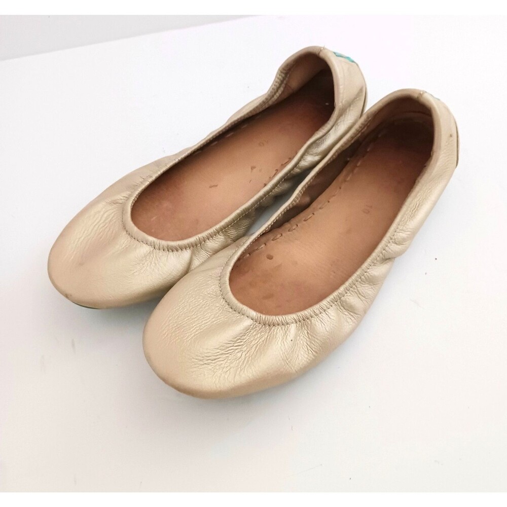 Tieks by Gravrieli Champagne Gold Metallic Leather Foldable Ballet Flats Sz 10